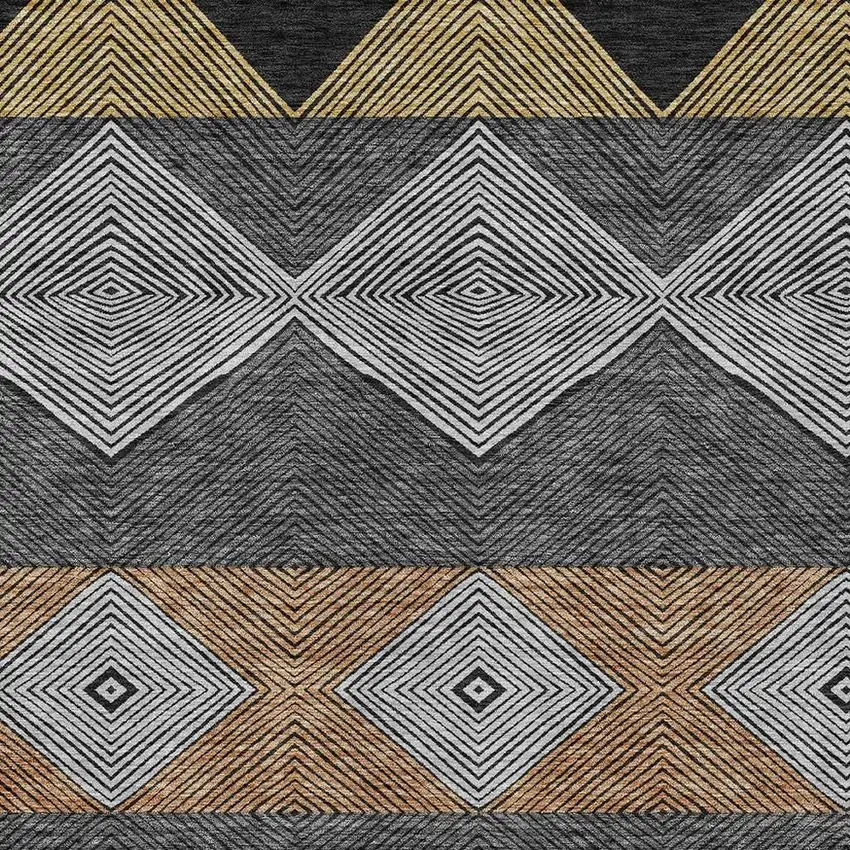 Black And Granite Gray Geometric Washable Indoor Outdoor Area Rug Photo 2