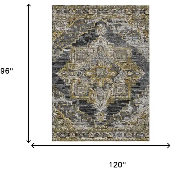 Black And Granite Gray Oriental Washable Indoor Outdoor Area Rug Photo 7