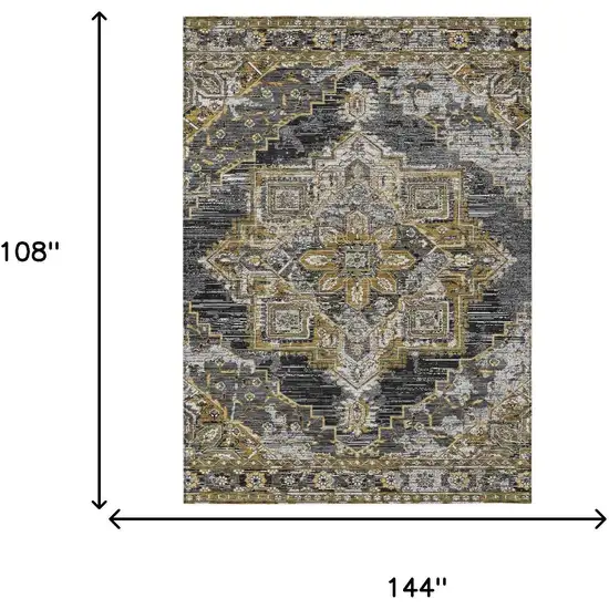 Black And Granite Gray Oriental Washable Indoor Outdoor Area Rug Photo 7
