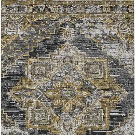 Black And Granite Gray Oriental Washable Indoor Outdoor Area Rug Photo 4