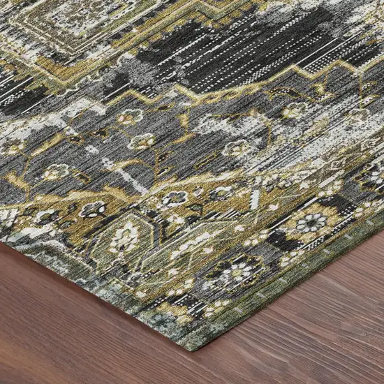 Black And Granite Gray Oriental Washable Indoor Outdoor Area Rug Photo 5