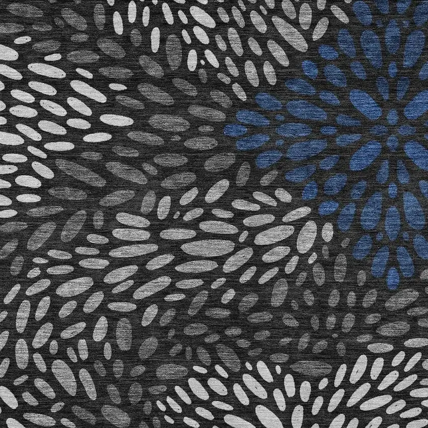 Black And Graphite Abstract Washable Indoor Outdoor Area Rug Photo 2