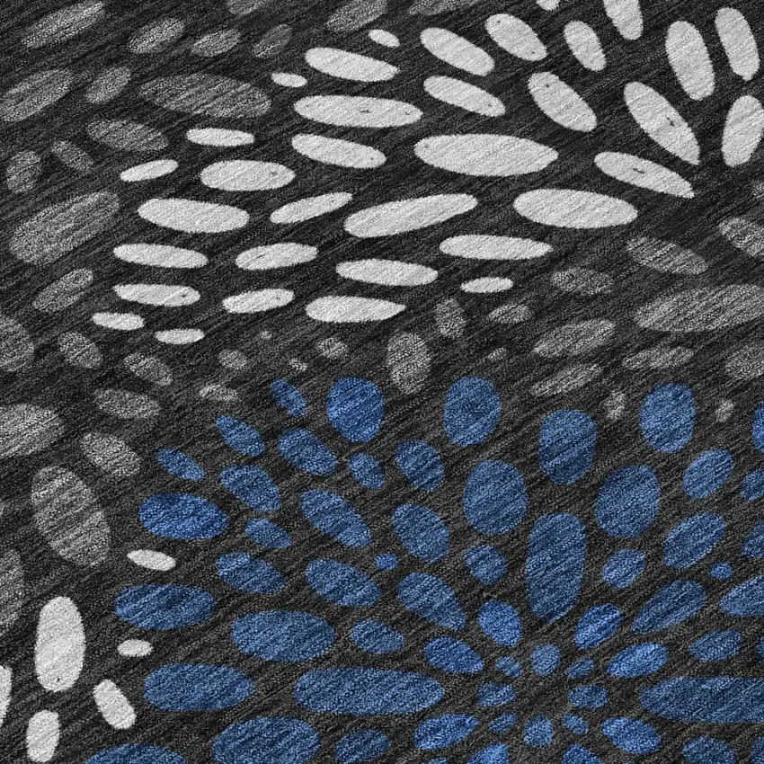 Black And Graphite Abstract Washable Indoor Outdoor Area Rug Photo 5