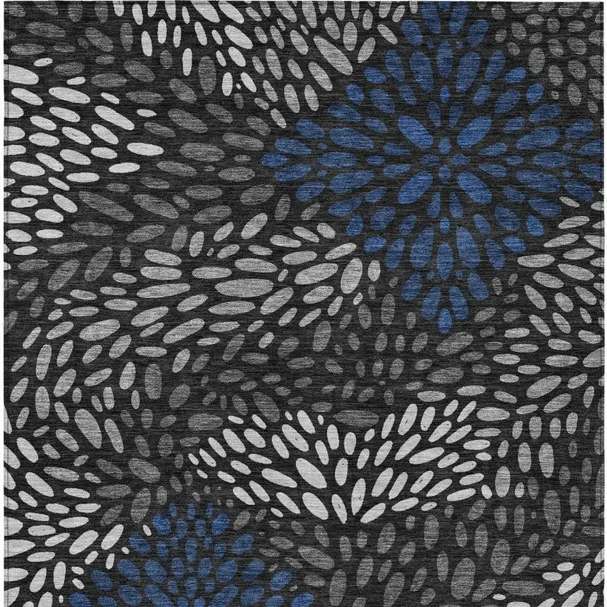 Black And Graphite Abstract Washable Indoor Outdoor Area Rug Photo 3
