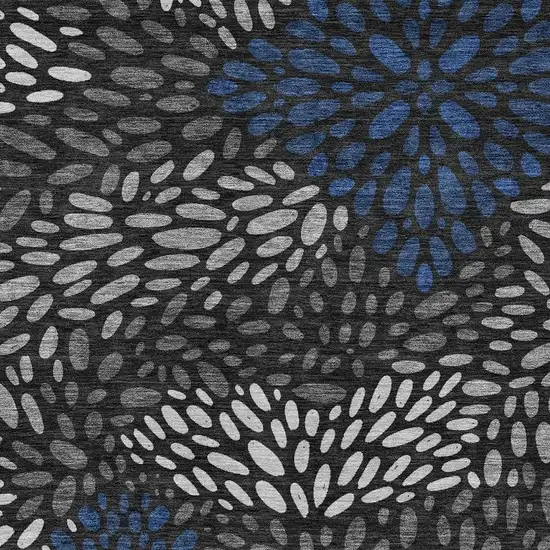 Black And Graphite Abstract Washable Indoor Outdoor Area Rug Photo 2