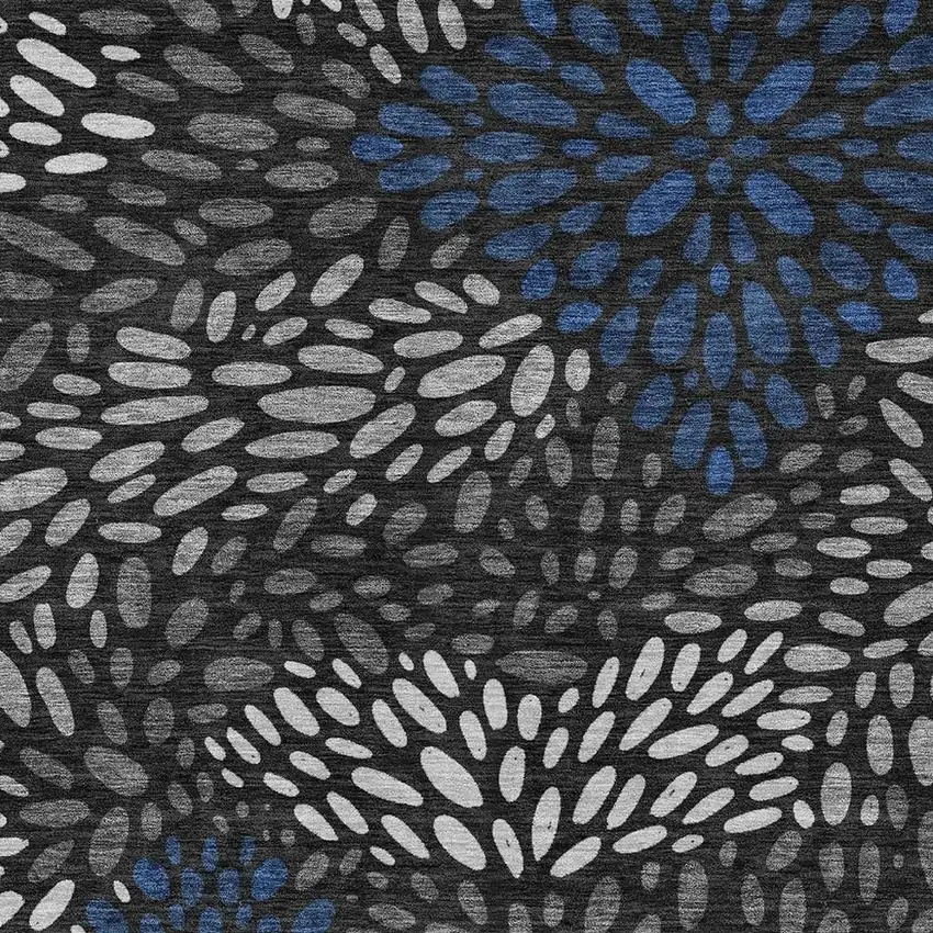 Black And Graphite Abstract Washable Indoor Outdoor Area Rug Photo 2