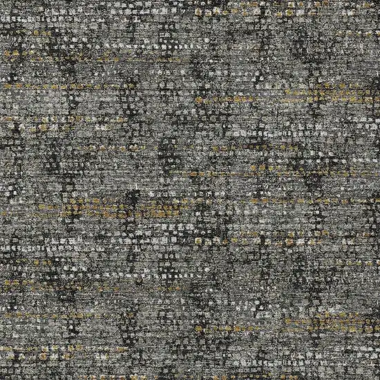 Black And Graphite Abstract Washable Indoor Outdoor Area Rug Photo 2