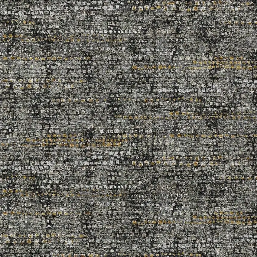 Black And Graphite Abstract Washable Indoor Outdoor Area Rug Photo 2