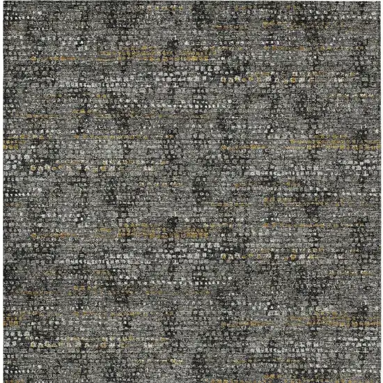 Black And Graphite Abstract Washable Indoor Outdoor Area Rug Photo 3