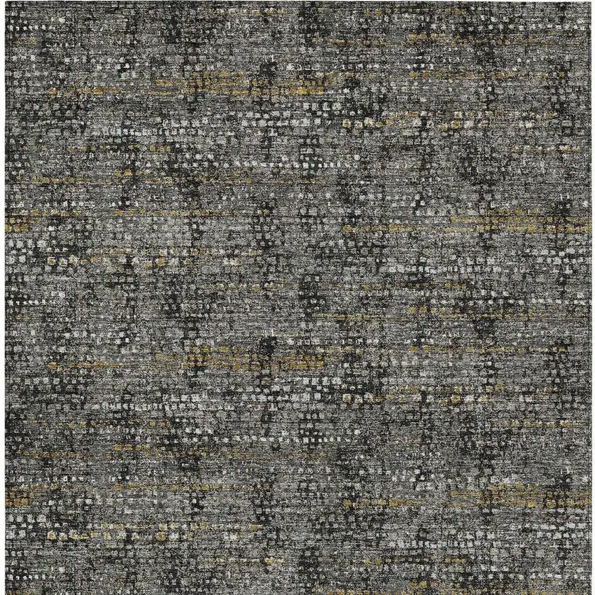 Black And Graphite Abstract Washable Indoor Outdoor Area Rug Photo 3