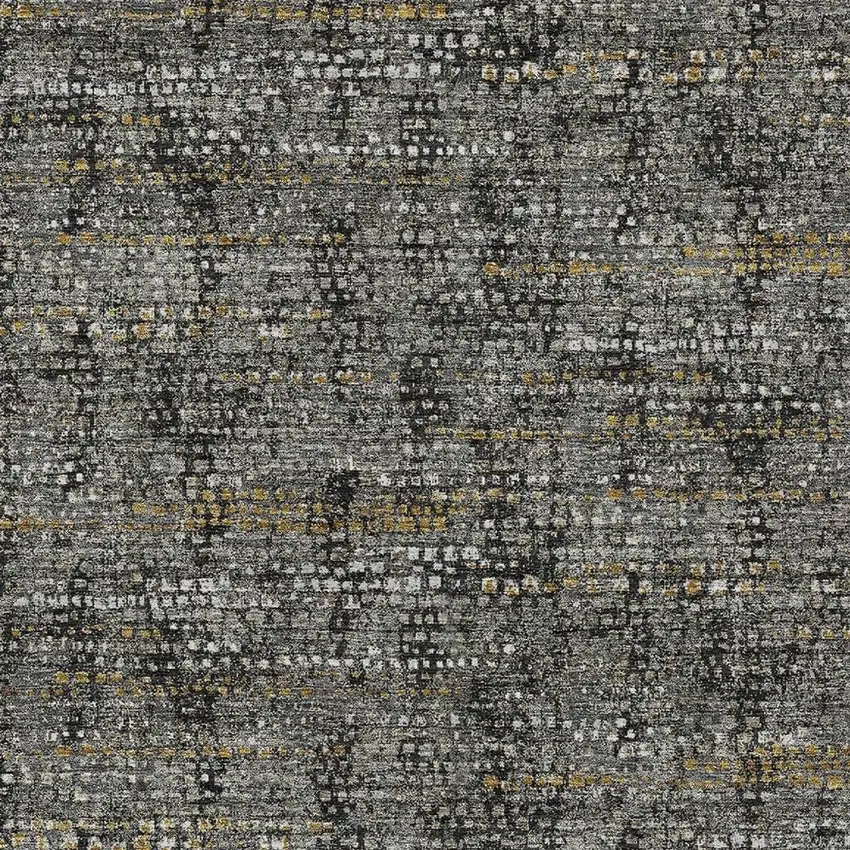 Black And Graphite Abstract Washable Indoor Outdoor Area Rug Photo 2