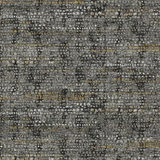 Black And Graphite Abstract Washable Indoor Outdoor Area Rug Photo 2