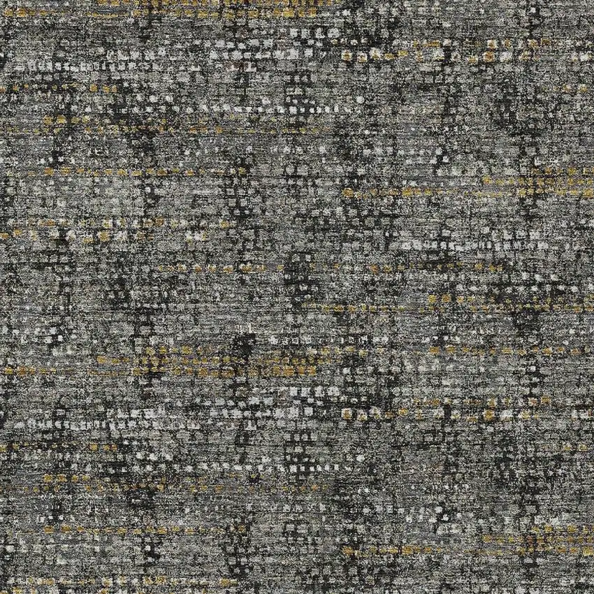 Black And Graphite Abstract Washable Indoor Outdoor Area Rug Photo 2