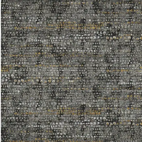 Black And Graphite Abstract Washable Indoor Outdoor Area Rug Photo 2