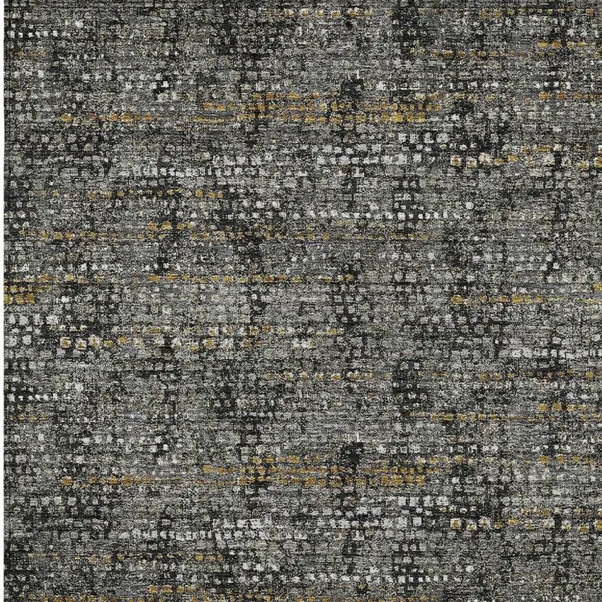 Black And Graphite Abstract Washable Indoor Outdoor Area Rug Photo 2