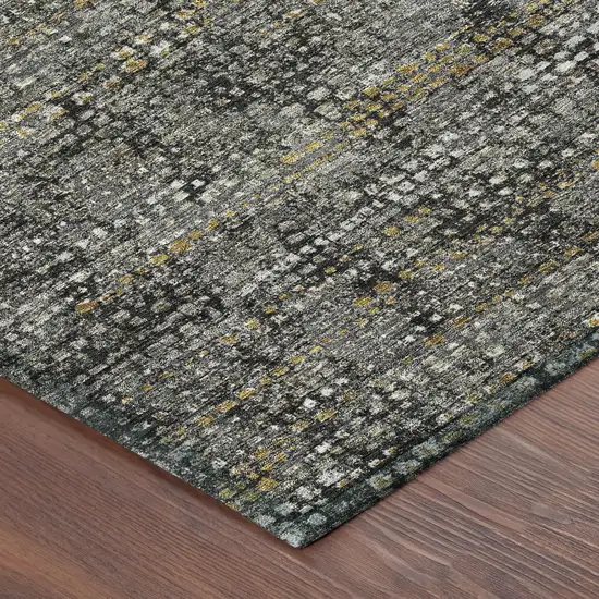 Black And Graphite Abstract Washable Indoor Outdoor Area Rug Photo 4