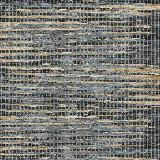 Black And Graphite Abstract Washable Indoor Outdoor Area Rug Photo 2