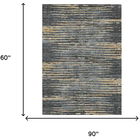 Black And Graphite Abstract Washable Indoor Outdoor Area Rug Photo 6