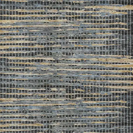 Black And Graphite Abstract Washable Indoor Outdoor Area Rug Photo 2