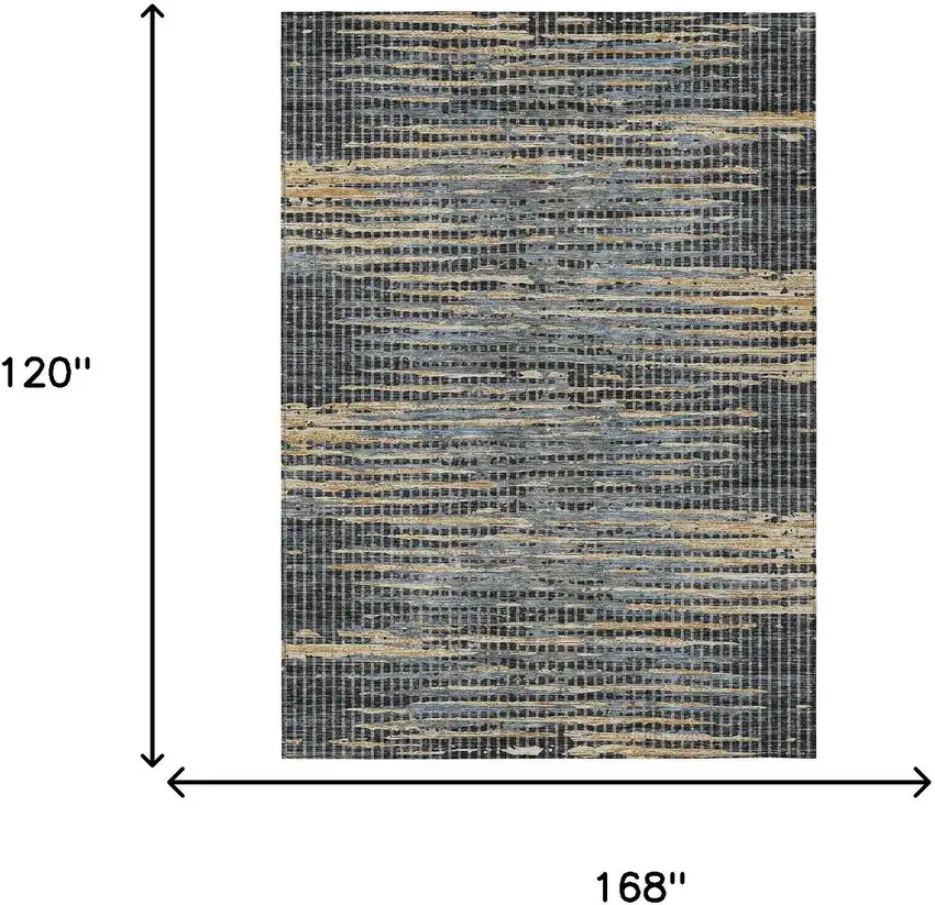 Black And Graphite Abstract Washable Indoor Outdoor Area Rug Photo 6