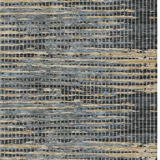 Black And Graphite Abstract Washable Indoor Outdoor Area Rug Photo 2