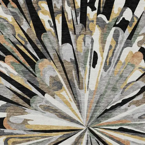 Black And Graphite Abstract Washable Indoor Outdoor Area Rug Photo 5
