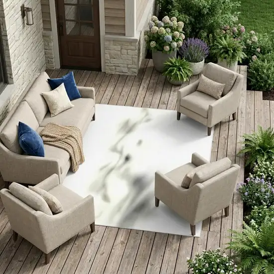 Black And Graphite Abstract Washable Indoor Outdoor Area Rug Photo 1
