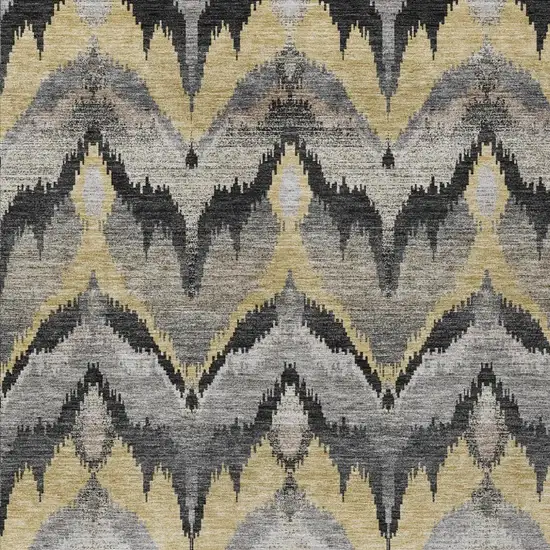 Black And Graphite Abstract Washable Indoor Outdoor Area Rug Photo 2