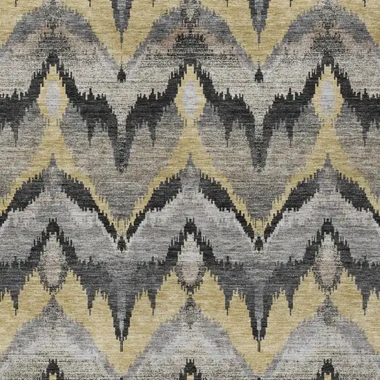 Black And Graphite Abstract Washable Indoor Outdoor Area Rug Photo 3