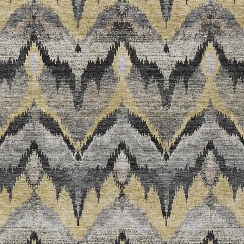 Black And Graphite Abstract Washable Indoor Outdoor Area Rug Photo 3