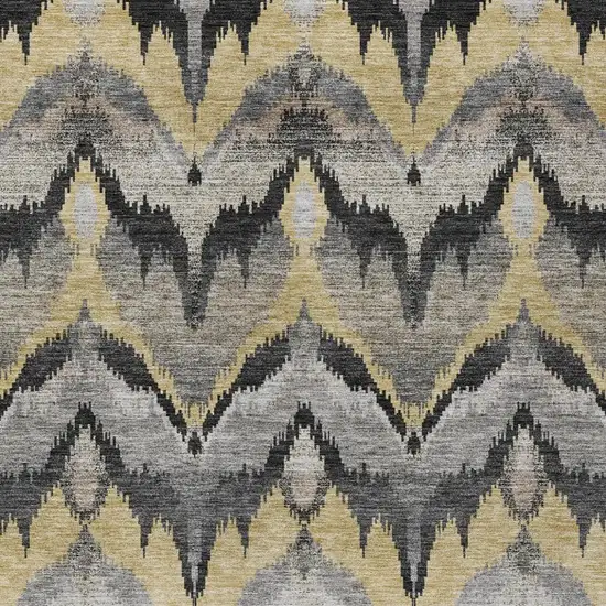 Black And Graphite Abstract Washable Indoor Outdoor Area Rug Photo 2