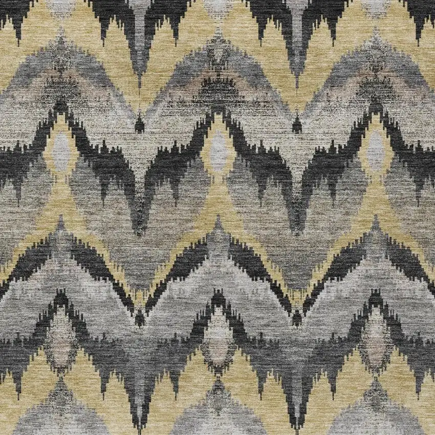 Black And Graphite Abstract Washable Indoor Outdoor Area Rug Photo 2