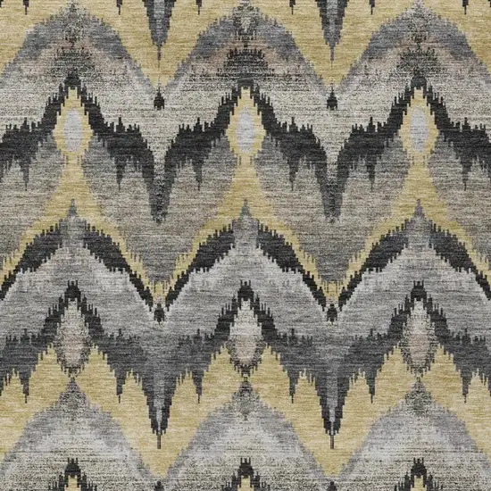 Black And Graphite Abstract Washable Indoor Outdoor Area Rug Photo 3