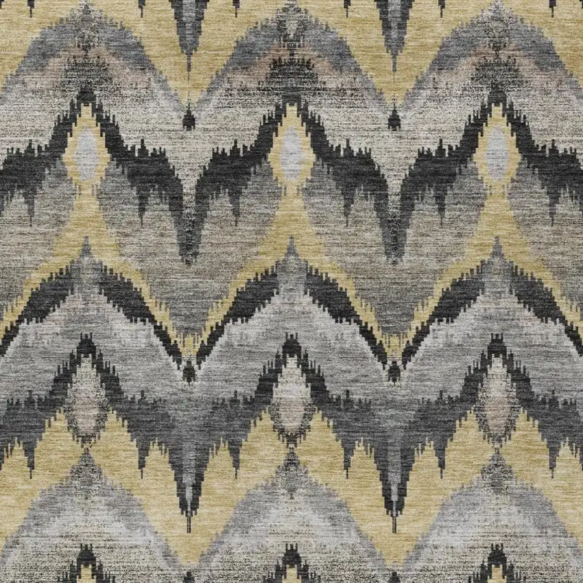 Black And Graphite Abstract Washable Indoor Outdoor Area Rug Photo 3