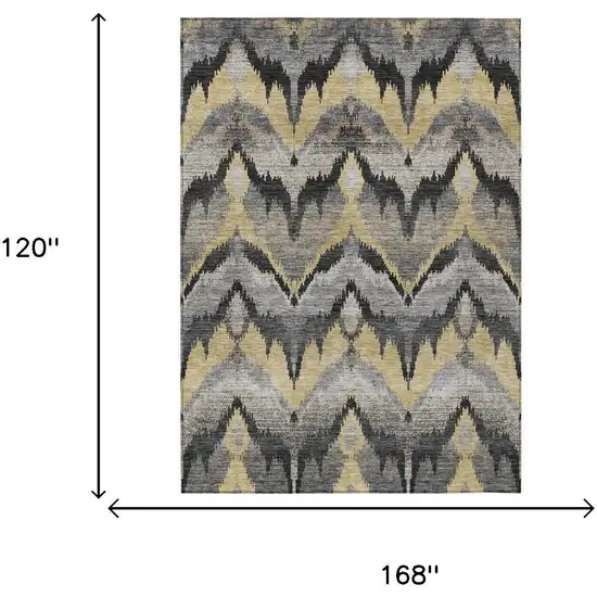 Black And Graphite Abstract Washable Indoor Outdoor Area Rug Photo 5