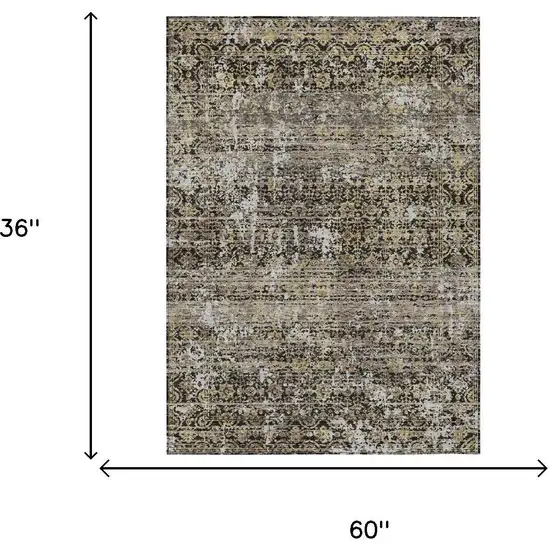 Black And Graphite Abstract Washable Indoor Outdoor Area Rug Photo 6