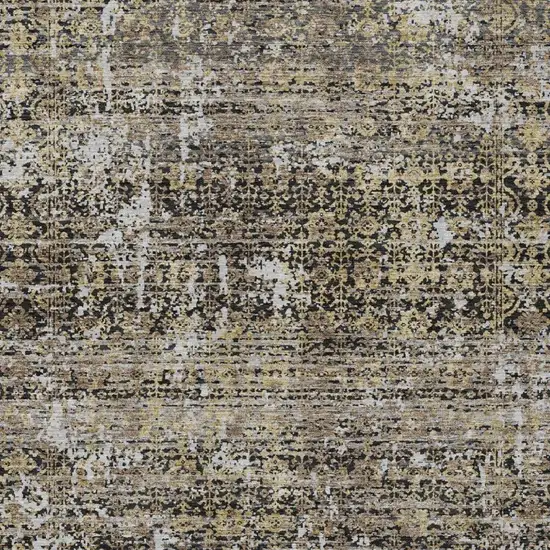 Black And Graphite Abstract Washable Indoor Outdoor Area Rug Photo 3