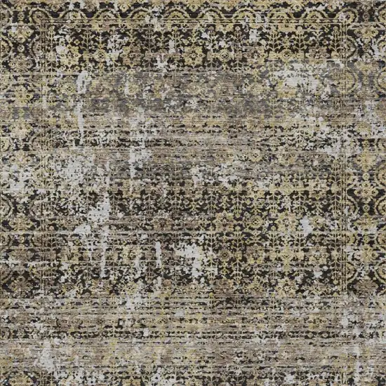 Black And Graphite Abstract Washable Indoor Outdoor Area Rug Photo 2