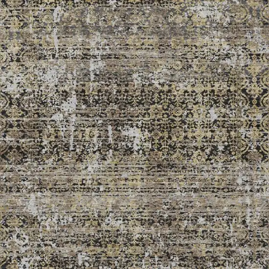 Black And Graphite Abstract Washable Indoor Outdoor Area Rug Photo 1