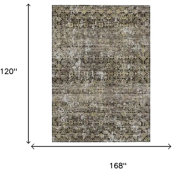Black And Graphite Abstract Washable Indoor Outdoor Area Rug Photo 6