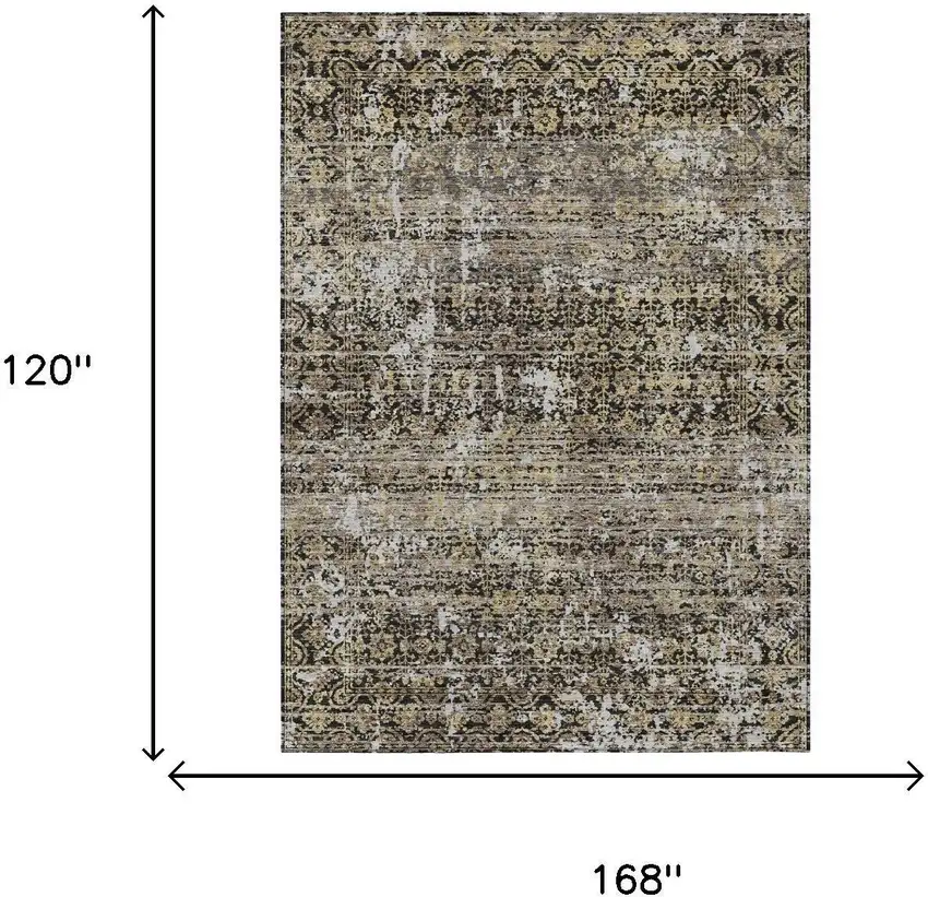 Black And Graphite Abstract Washable Indoor Outdoor Area Rug Photo 6