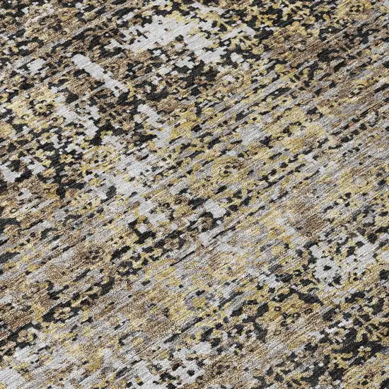 Black And Graphite Abstract Washable Indoor Outdoor Area Rug Photo 5