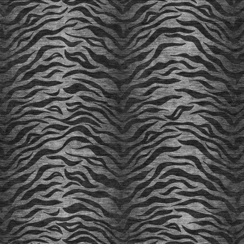 Black And Graphite Animal Print Washable Indoor Outdoor Area Rug Photo 3