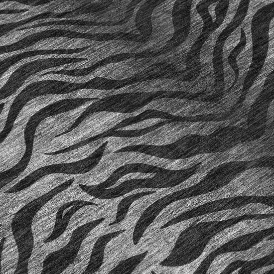 Black And Graphite Animal Print Washable Indoor Outdoor Area Rug Photo 5