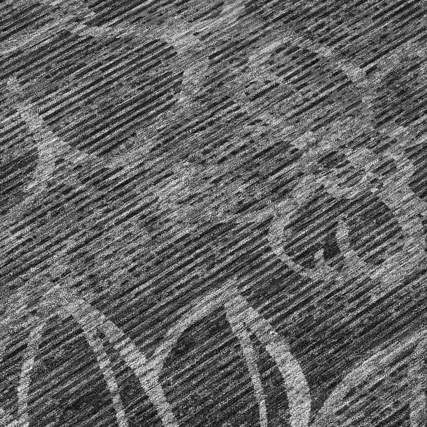 Black And Graphite Floral Washable Indoor Outdoor Area Rug Photo 4