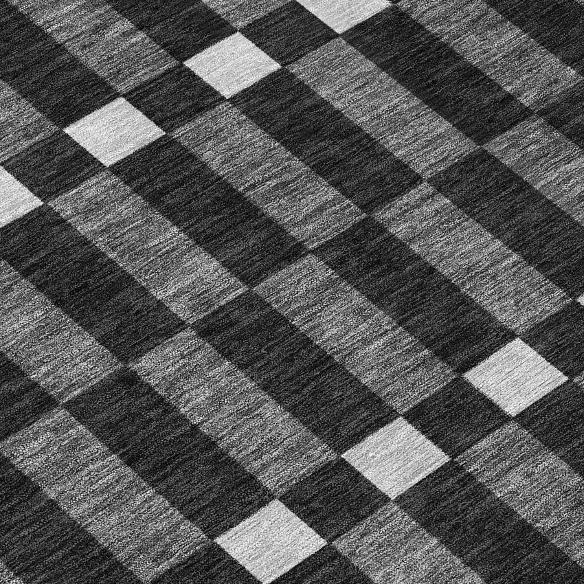 Black And Graphite Geometric Washable Indoor Outdoor Area Rug Photo 9