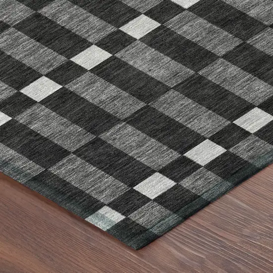 Black And Graphite Geometric Washable Indoor Outdoor Area Rug Photo 8