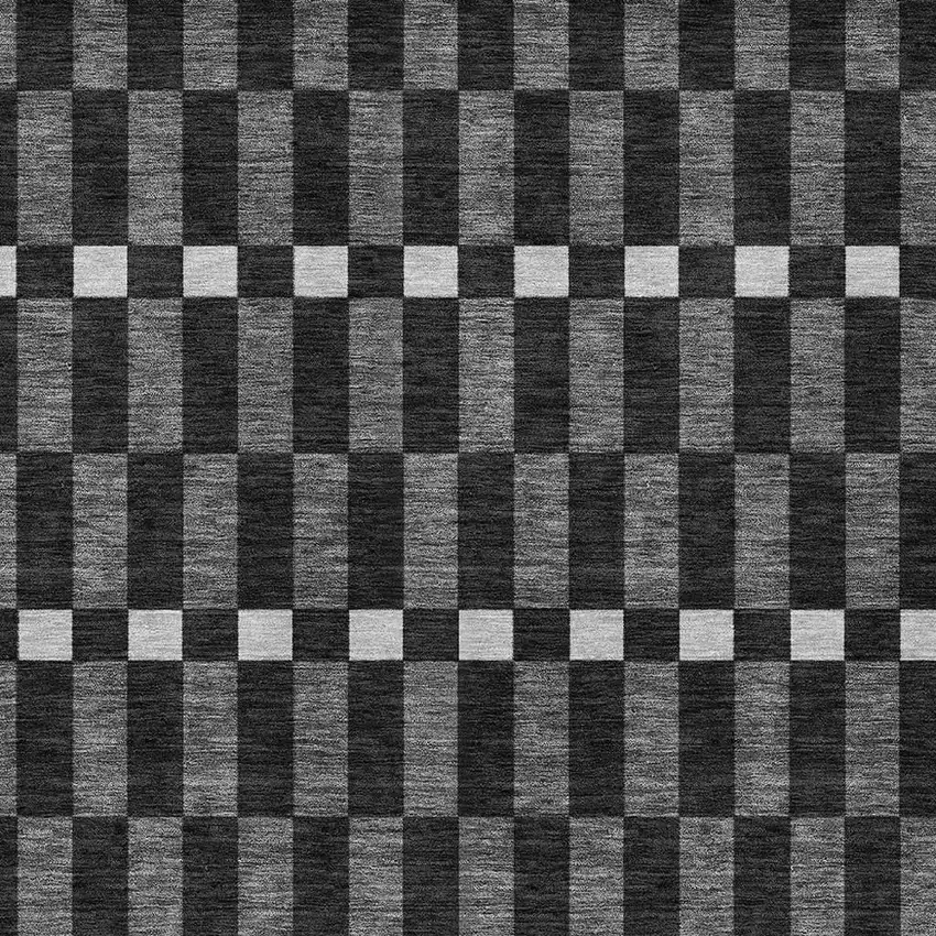 Black And Graphite Geometric Washable Indoor Outdoor Area Rug Photo 2
