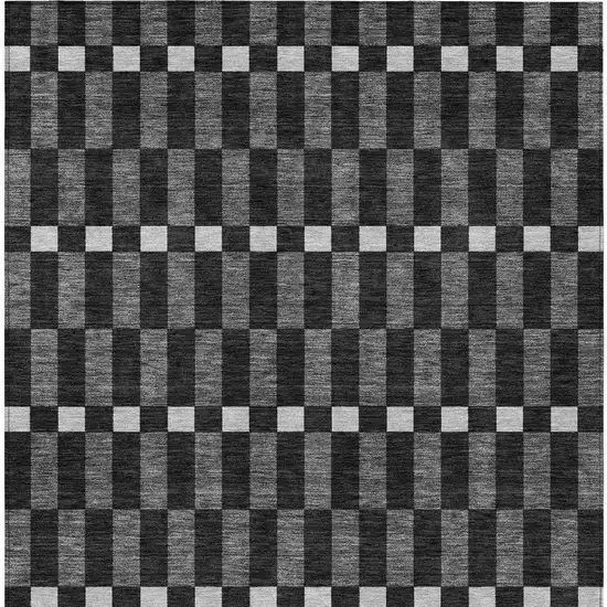 Black And Graphite Geometric Washable Indoor Outdoor Area Rug Photo 3