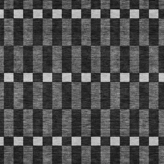 Black And Graphite Geometric Washable Indoor Outdoor Area Rug Photo 2
